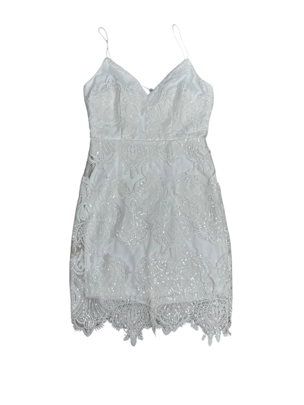 Hello Molly Venetian Valerie White Lace Sequin Mini Dress NWT Size S - Picture 7 of 11